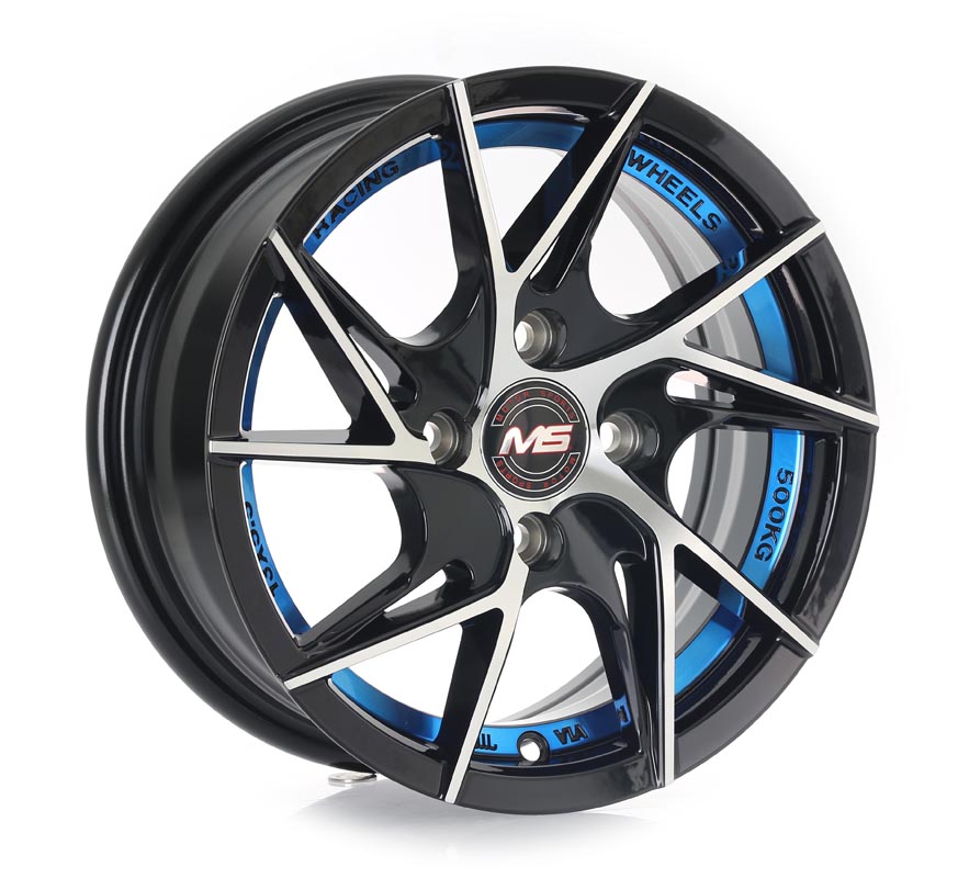 Rin 13 5.5 4X100 Ms 1430 BLACK MACHINE FACE+INNER BLUE LINE ET30 CB67.1